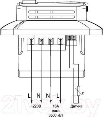 Изображение товара Терморегулятор для теплого пола Wirt ТРЛ-02 (с механическим управлением)