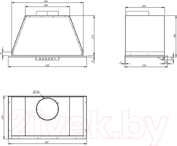 Изображение товара Вытяжка скрытая Akpo Neva 60 WK-10 (черный)