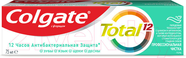 Изображение товара Зубная паста Colgate Total 12 Professional Clean в форме геля (75мл)