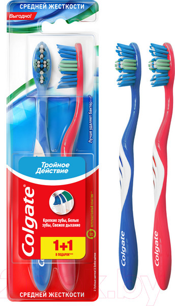 Изображение товара Набор зубных щеток Colgate Тройное действие (двойная упаковка)
