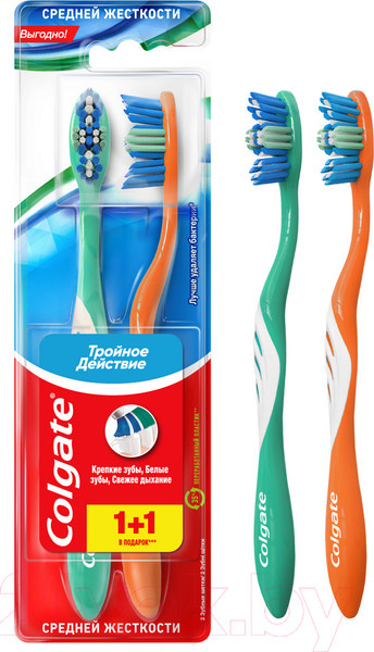 Изображение товара Набор зубных щеток Colgate Тройное действие (двойная упаковка)