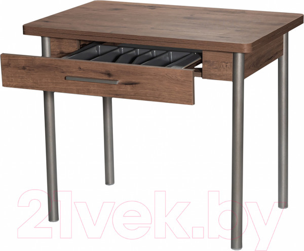 Изображение товара Обеденный стол Древпром М20 90x60 с ящиком (металлик/велингтон)