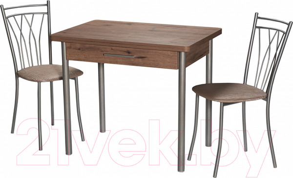 Изображение товара Обеденный стол Древпром М20 90x60 с ящиком (металлик/велингтон)