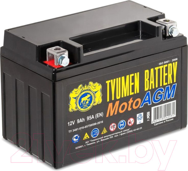Изображение товара Мотоаккумулятор Tyumen Battery YTX9/6МТС-9 AGM (9 А/ч)