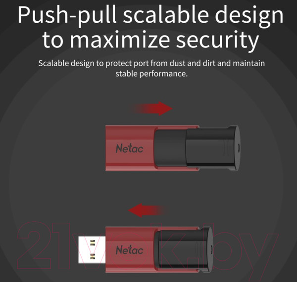 Изображение товара USB flash накопитель Netac 64GB / NT03U182N-064G-30RE (черный/красный)