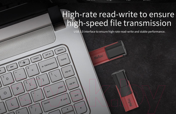 Изображение товара USB flash накопитель Netac 64GB / NT03U182N-064G-30RE (черный/красный)