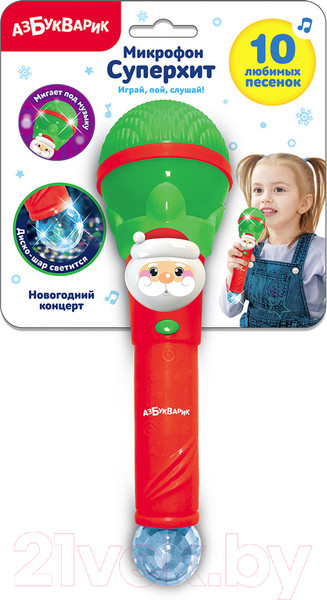 Изображение товара Музыкальная игрушка Азбукварик Микрофон. Суперхит Новогодний концерт / 2551А (зеленый)