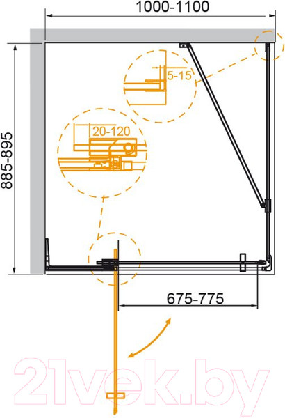 Изображение товара Душевой уголок Cezares SLIDER-AH-1-90-100/110-C-CR