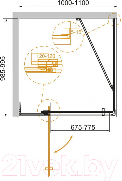 Изображение товара Душевой уголок Cezares SLIDER-AH-1-100-100/110-C-CR