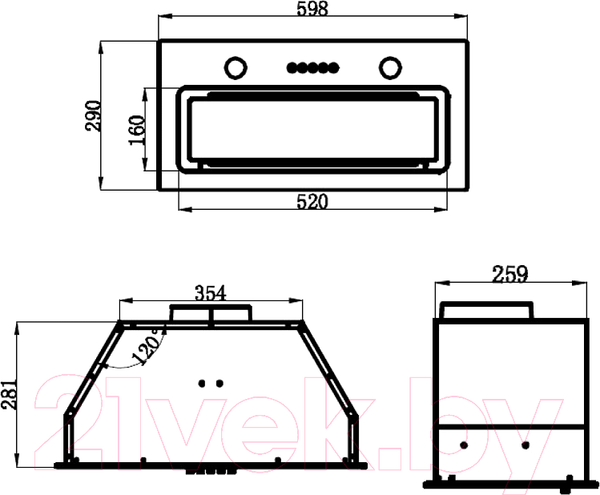 Изображение товара Вытяжка скрытая Maunfeld Trapeze 601GG (белый)