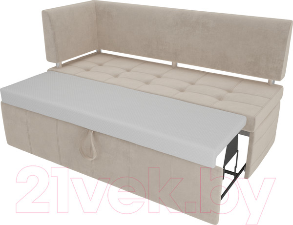 Изображение товара Скамья кухонная мягкая Лига Диванов Стоун 259 левый со спальным местом/ 107265 (велюр, бежевый)