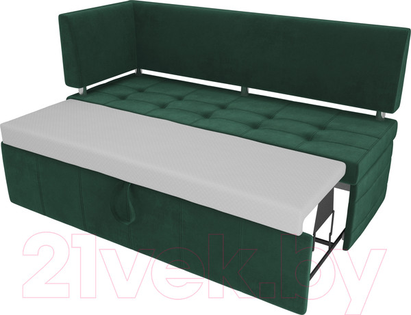 Изображение товара Скамья кухонная мягкая Лига Диванов Стоун 259 левый со спальным местом/ 107268 (велюр, зеленый)