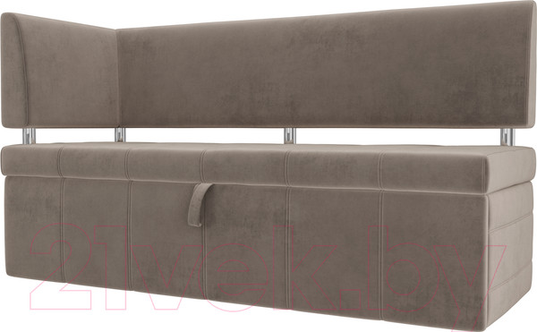 Изображение товара Скамья кухонная мягкая Лига Диванов Стоун 259 левый со спальным местом/ 107269 (велюр, коричневый)