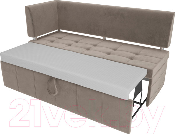Изображение товара Скамья кухонная мягкая Лига Диванов Стоун 259 левый со спальным местом/ 107269 (велюр, коричневый)