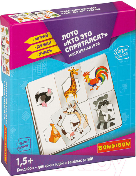 Изображение товара Развивающая игра Bondibon Лото. Кто это спрятался? / ВВ4706