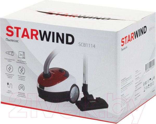 Изображение товара Пылесос StarWind SCB1114 (красный/белый)