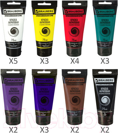 Изображение товара Акриловые краски Brauberg 191128 (24цв)