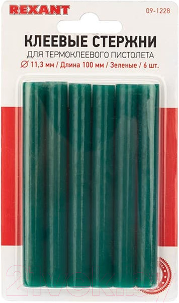 Изображение товара Клеевые стержни Rexant 09-1228 (6шт, зеленый)