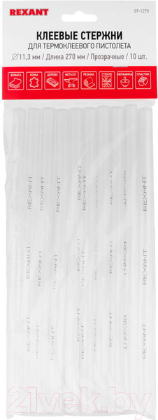 Изображение товара Клеевые стержни Rexant 09-1270 (10шт, прозрачный)