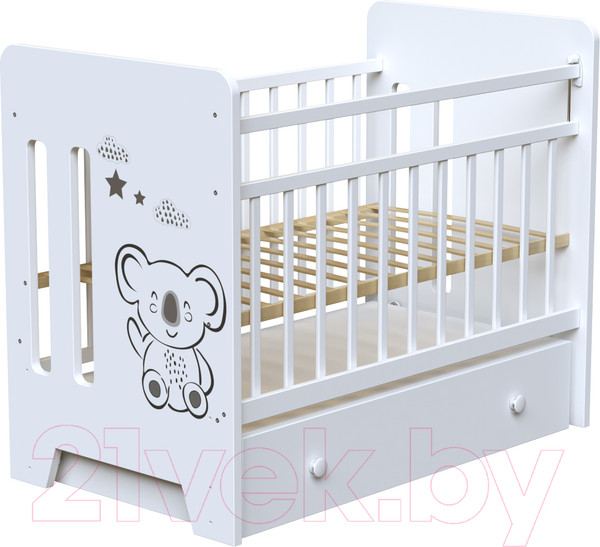 Изображение товара Детская кроватка VDK Coala маятник-ящик (белый)
