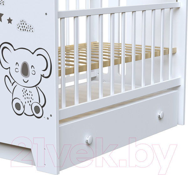 Изображение товара Детская кроватка VDK Coala маятник-ящик (белый)