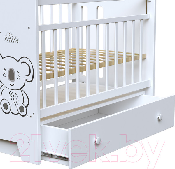 Изображение товара Детская кроватка VDK Coala маятник-ящик (белый)