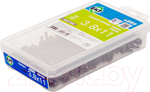 Изображение товара Саморез ЕКТ С цилиндрической головкой 3.8x11 сверло в пласт.конт. / B0011565 (250шт, черный фосфатированный)