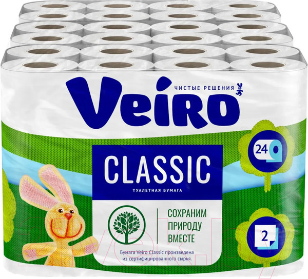 Изображение товара Туалетная бумага Veiro Classic 2х слойная (24рул, белый)