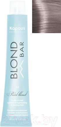 Изображение товара Крем-краска для волос Kapous Blond Bar с экстрактом жемчуга 017 (алмазное серебро)