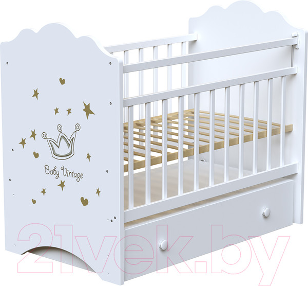 Изображение товара Детская кроватка VDK Baby Vintage маятник-ящик (белый)