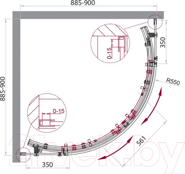Изображение товара Душевой уголок BelBagno ACQUA-R-2-90-C-Cr