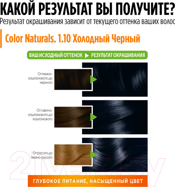 Изображение товара Крем-краска для волос Garnier Color Naturals Creme 1.10 (холодный черный)