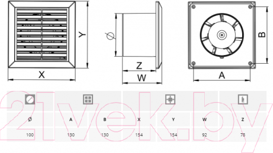 Изображение товара Вентилятор накладной Awenta Classic WC100W
