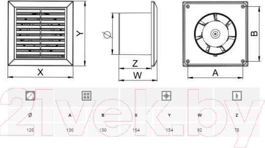Изображение товара Вентилятор накладной Awenta Classic WC120W