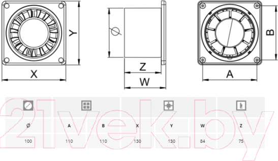 Изображение товара Вентилятор накладной Awenta Disk WWD100