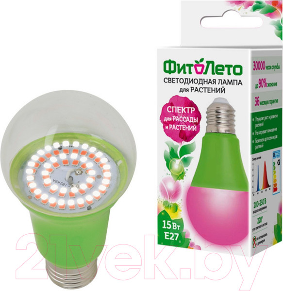 Изображение товара Лампа для растений Uniel LED-A60-15W/SPSB/E27/CL PLP30GR / UL-00004582