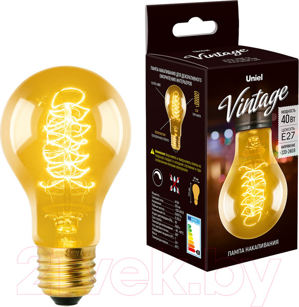Изображение товара Лампа Uniel Vintage IL-V-A60-40-GOLDEN-E27 CW01 / UL-00000475