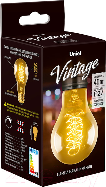 Изображение товара Лампа Uniel Vintage IL-V-A60-40-GOLDEN-E27 CW01 / UL-00000475