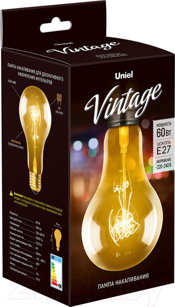 Изображение товара Лампа Uniel Vintage IL-V-A95-60-GOLDEN-E27 SW01 / UL-00000477