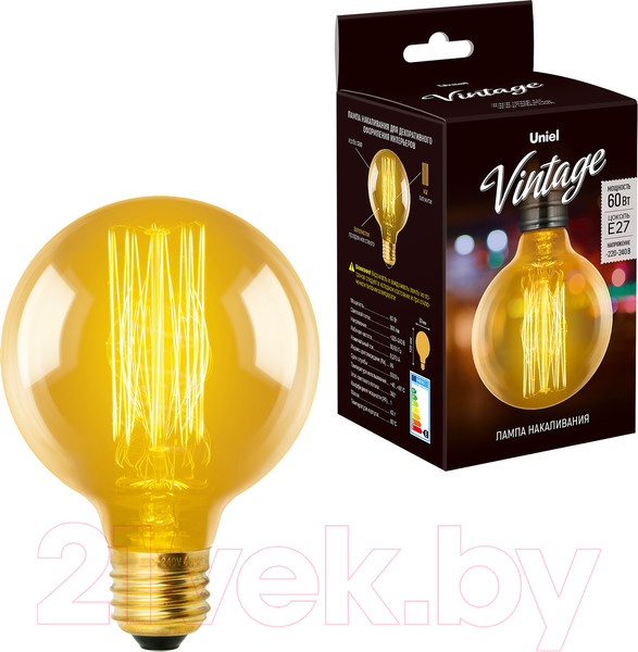 Изображение товара Лампа Uniel Vintage IL-V-G80-60-GOLDEN-E27 VW01 / UL-00000478