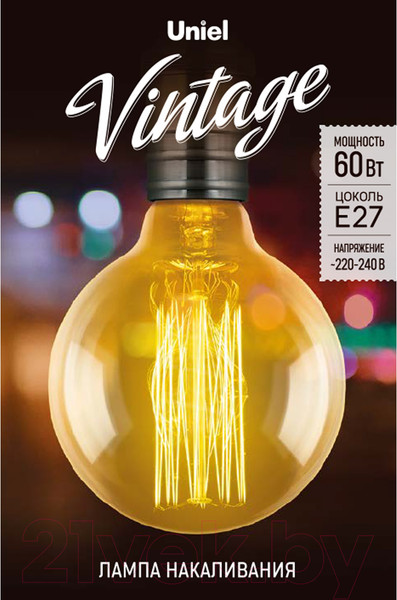 Изображение товара Лампа Uniel Vintage IL-V-G80-60-GOLDEN-E27 VW01 / UL-00000478