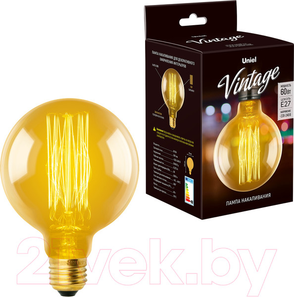 Изображение товара Лампа Uniel Vintage IL-V-G95-60/GOLDEN/E27 VW01 / UL-00000479