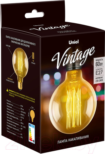Изображение товара Лампа Uniel Vintage IL-V-G95-60/GOLDEN/E27 VW01 / UL-00000479