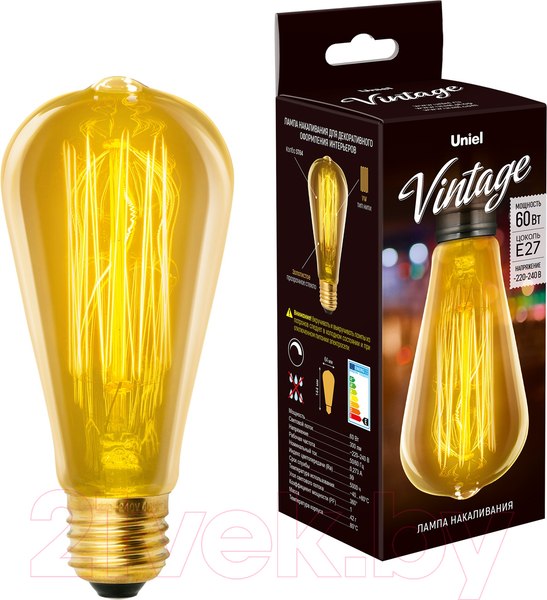 Изображение товара Лампа Uniel Vintage IL-V-ST64-60/GOLDEN/E27 VW02 / UL-00000482