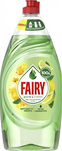Изображение товара Средство для мытья посуды Fairy Pure & Clean Бергамот и Имбирь (900мл)