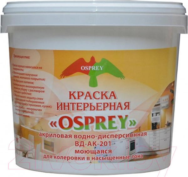 Изображение товара Краска Osprey Интерьерная моющаяся ВД-АК-201 (2.8кг, белый)
