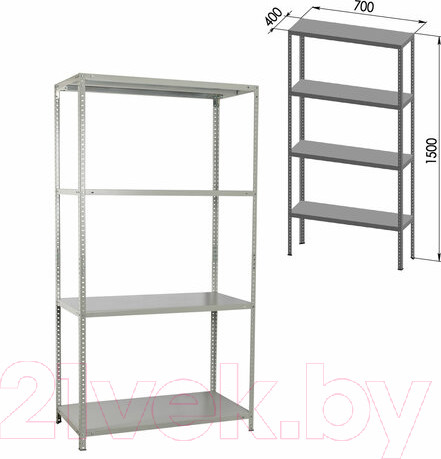 Изображение товара Стеллаж металлический Brabix Ms-150/40/70-4 / 291101