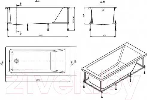 Изображение товара Ванна акриловая Roca Easy 170x70 / ZRU9302905
