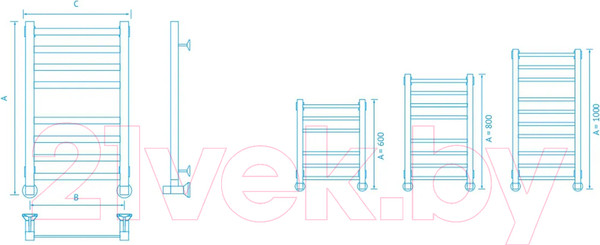 Изображение товара Полотенцесушитель водяной Маргроид Вид 81/10 80x50 (перекладины 30x10, черный матовый)