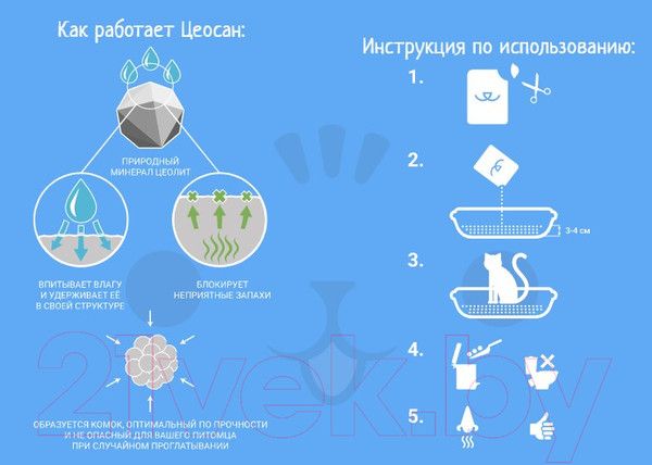 Изображение товара Наполнитель для туалета Цеосан Для длинношерстных кошек / CEO-011 (8л/6.5кг)